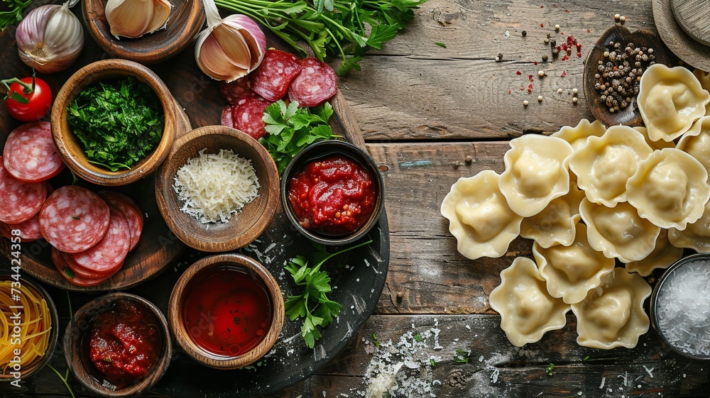Rustic Polish Cuisine Flat Lay on Wooden Table
Rustic Polish Cuisine Flat Lay on Wooden Table