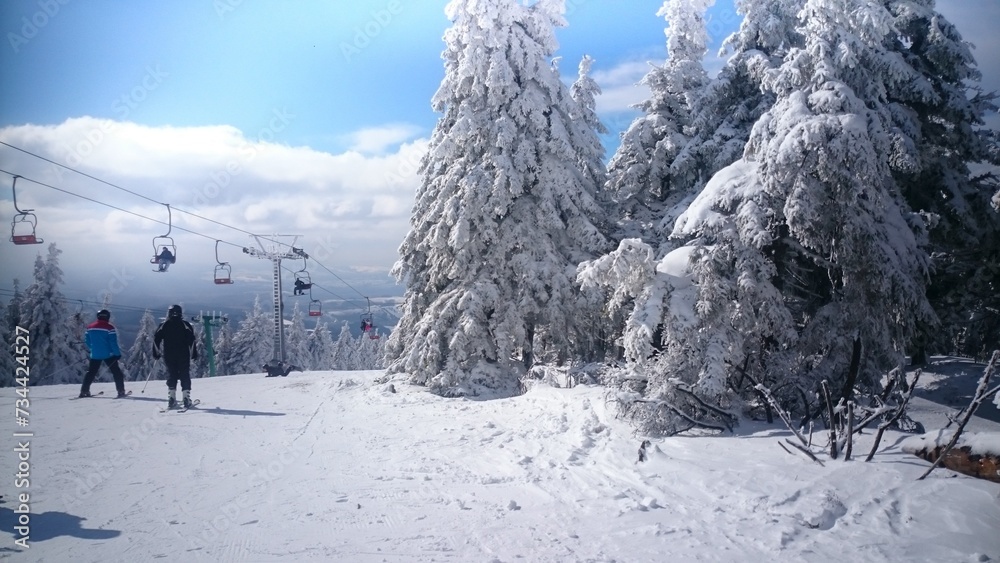Obraz na płótnie Urokliwe krajobrazy i widoki w Karkonoszach  - zimą w salonie