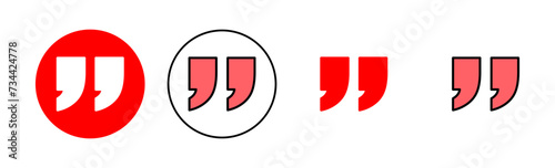 Quote icon set illustration. Quotation mark sign and symbol