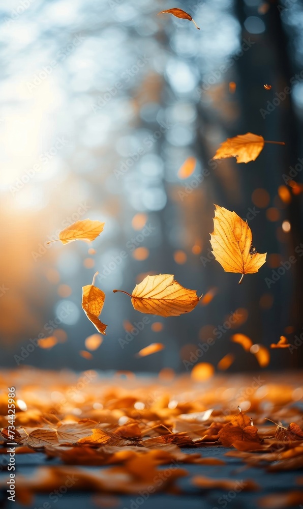 Amidst the warm sunlight and tranquil water, the autumn leaves dance in the air, painting the trees with hues of orange and bidding farewell to summer Amidst the warm sunlight and tranquil water, the autumn leaves dance in the air, painting the trees with hues of orange and bidding farewell to summer