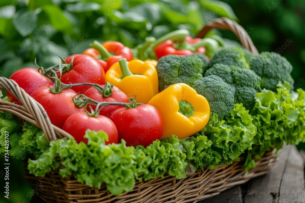 Harvest from the garden near the house. Background with selective focus and copy space Harvest from the garden near the house. Background with selective focus and copy space