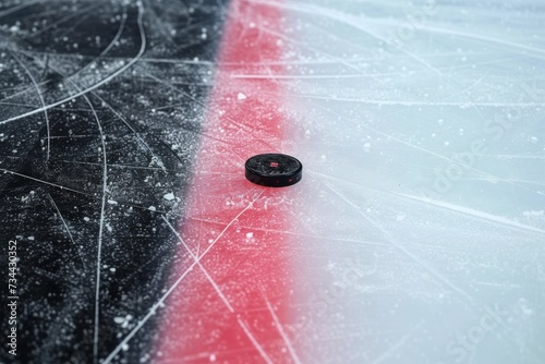 A frozen hockey puck glides effortlessly across the glistening winter ice, a symbol of fierce competition and the beauty of the season