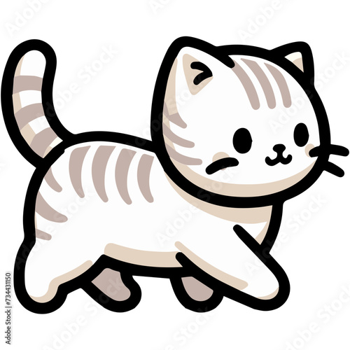 Illustration of a playful striped American Shorthair cat in motion, perfect for children's books.