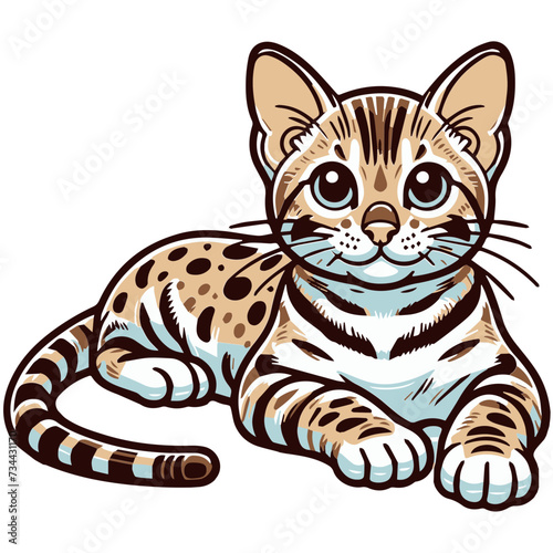 Illustrated Bengal Cat with Vibrant Markings  radiating a playful demeanor.