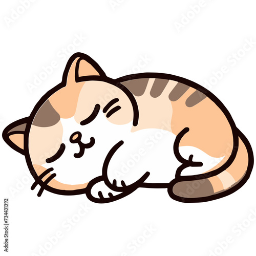 Content Tabby domestic cat Sleeping Soundly Illustration.