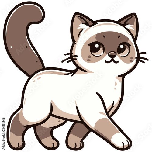 Siamese Cat with bright blue eyes and characteristic dark points, looking inquisitive and alert.