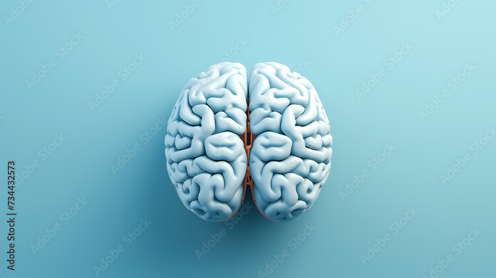 Brain background, bright human brain on isolated background