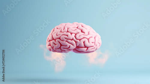 Brain background, bright human brain on isolated background