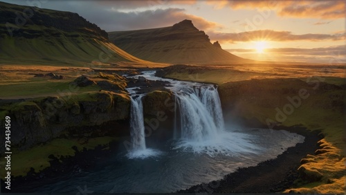 waterfall at sunset © Yves