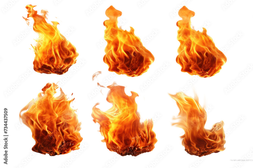 set Fire flames isolated on transparent and white background.PNG image ...