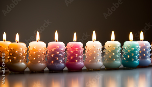 Burning candles illuminate the night, symbolizing celebration and spirituality generated by AI