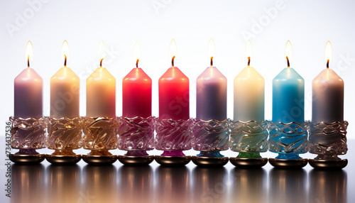 A vibrant collection of multi colored candles illuminates the celebration generated by AI