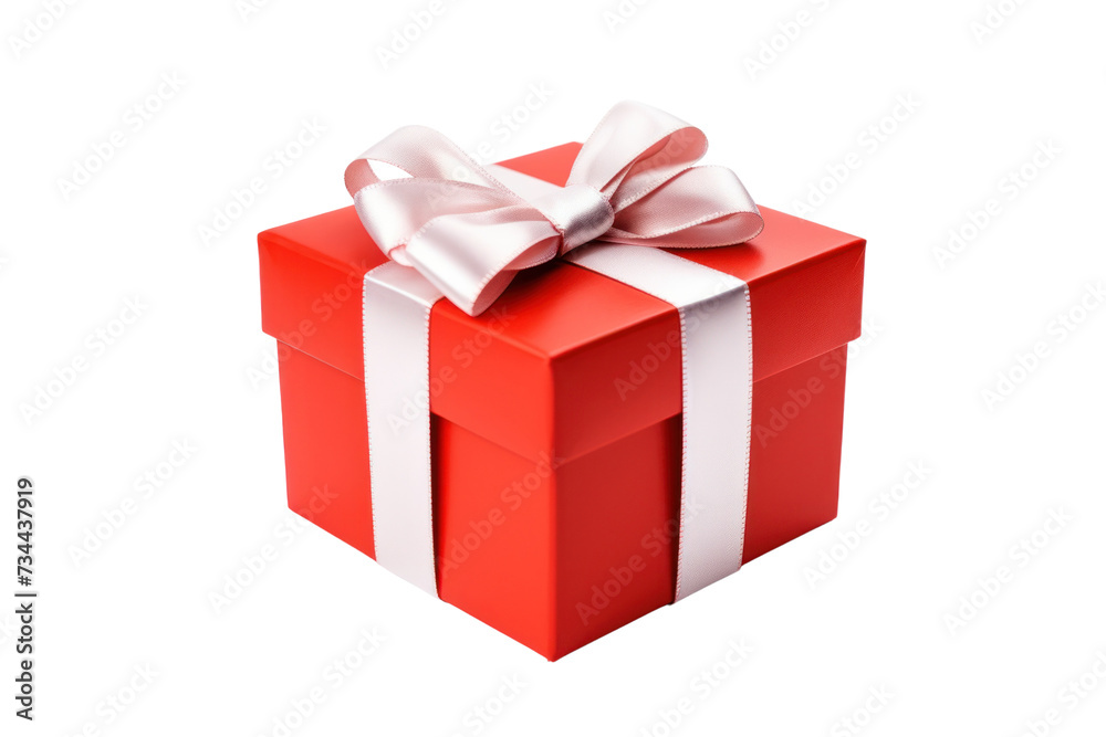 Obraz premium gift box with white ribbon and bow isolated on transparent and white background.PNG image 