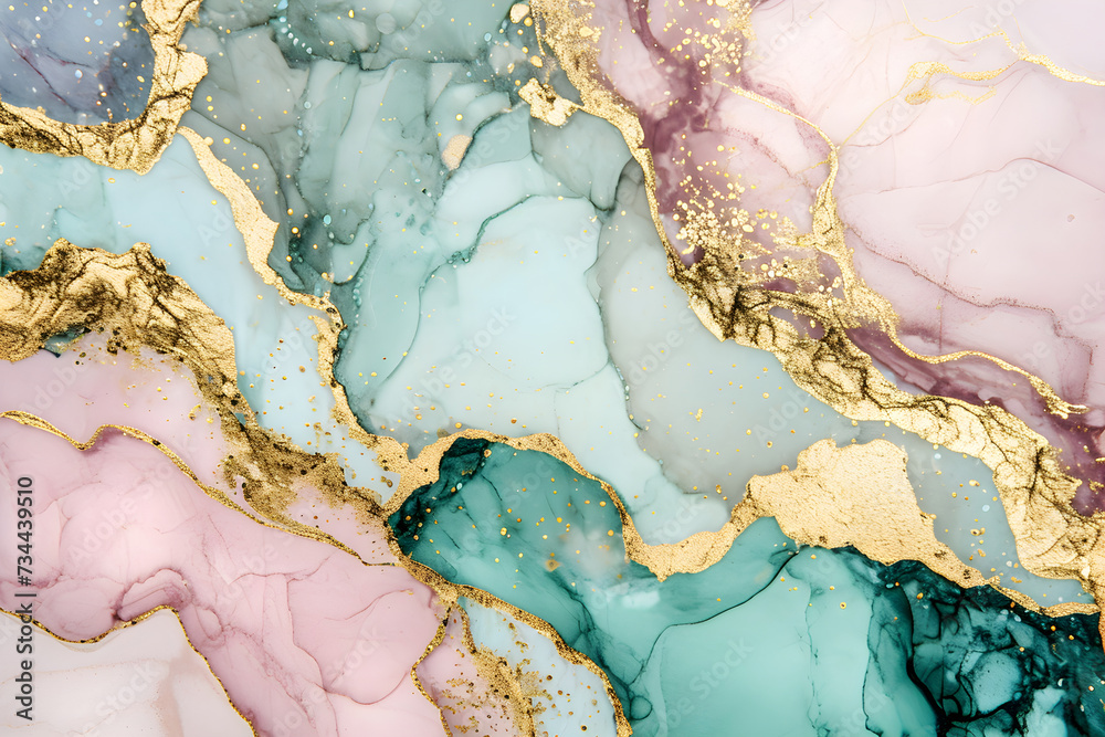 Fluid art texture. Background with abstract mixing paint effect. Liquid acrylic artwork that flows and splashes. Mixed paints for interior poster, design card, banner, wallpaper