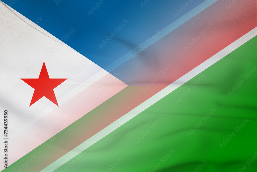 Fototapeta premium Djibouti and Namibia government flag transborder contract NAM DJI