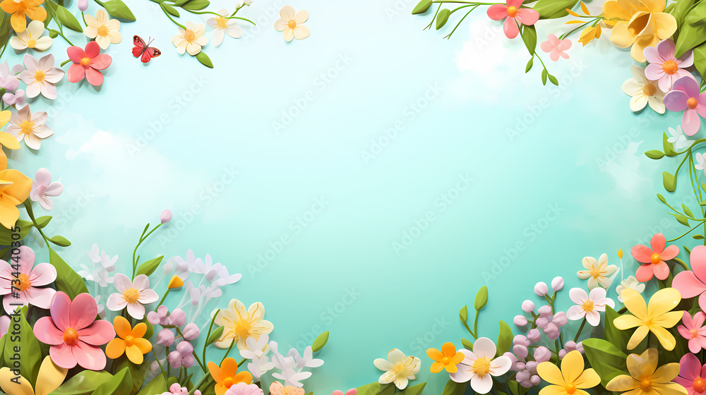 Spring season, vibrant green background