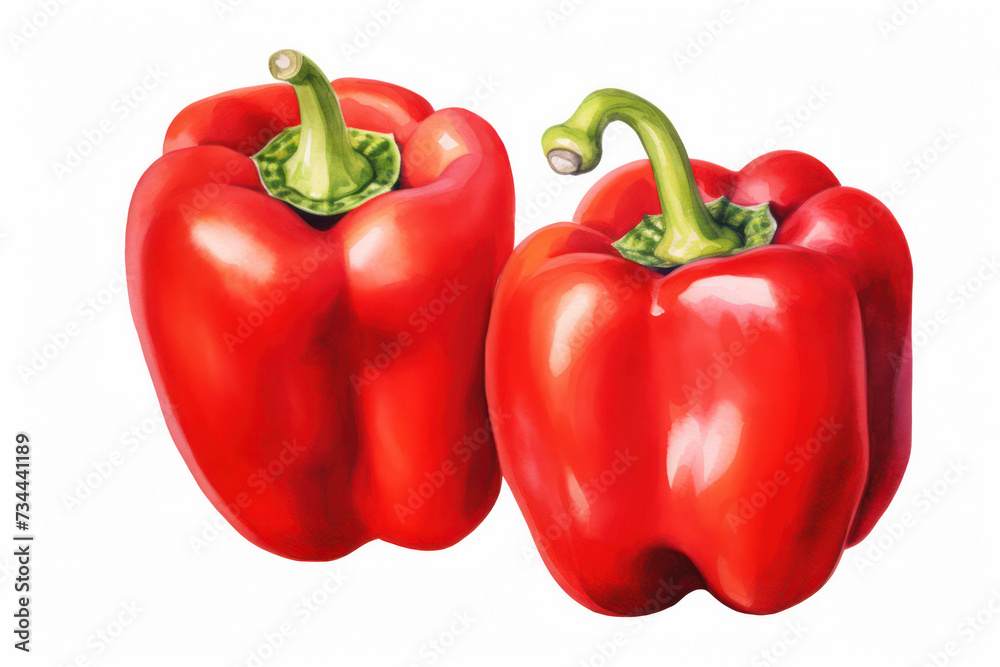 Vibrant Flavors: Fresh Organic Red Bell Pepper - Tasty, Healthy, and Colorful Delight on White Background Vibrant Flavors: Fresh Organic Red Bell Pepper - Tasty, Healthy, and Colorful Delight on White Background
