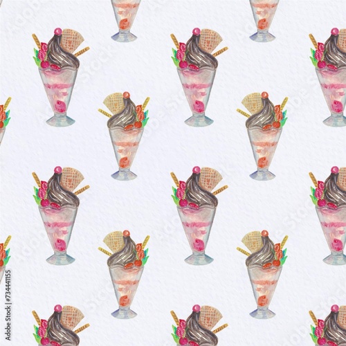 Ice Cream Cup Pattern Background