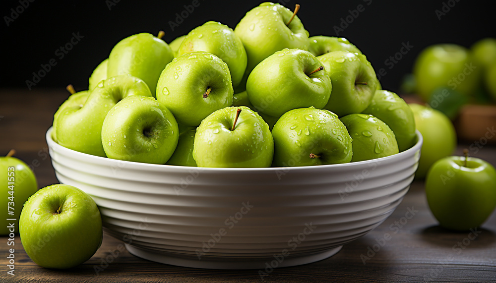 Freshness and nature in a bowl of organic apple generated by AI Freshness and nature in a bowl of organic apple generated by AI