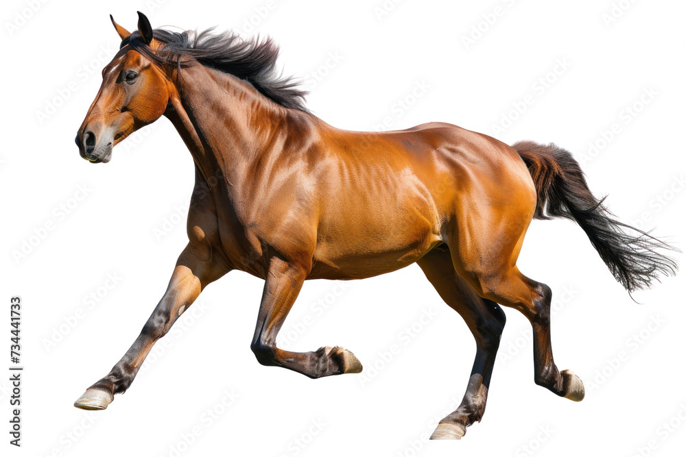 Obraz premium Bay horse, isolated on transparent and white background.PNG image