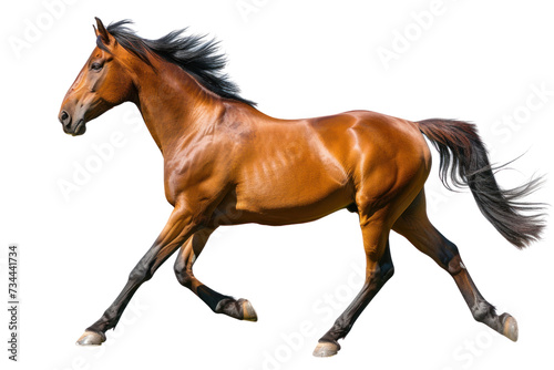 Bay horse, isolated on transparent and white background.PNG image