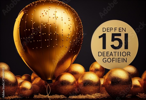 Golden balloon 15 Percent off Discount label. Generative AI