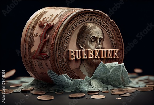 Concept of rouble devaluation and economic crisis. Generative AI