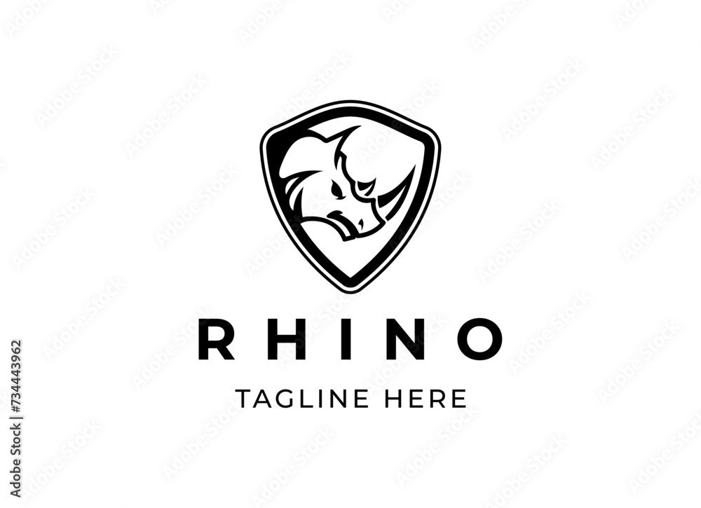 Head rhino logo design. Rhinoceros vector illustration Head rhino logo design. Rhinoceros vector illustration