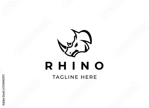 Head rhino logo design. Rhinoceros vector illustration