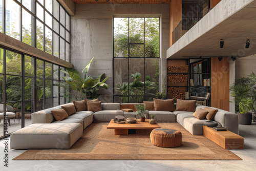 A modern co-living space, where residents share communal areas and foster a sense of community, highlighting the evolving trends in contemporary living. Concept of shared living. Generative Ai.