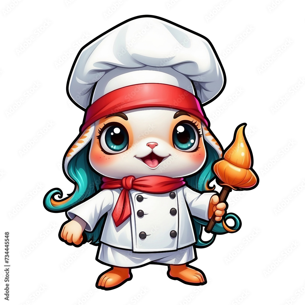 Cute chef cartoon, octopus cartoon in chef uniform Cute chef cartoon, octopus cartoon in chef uniform