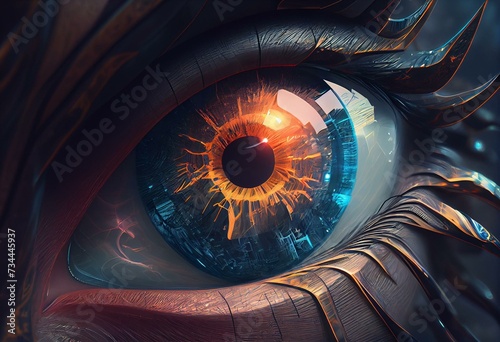 Abstract Digital Futuristic Eye. Generative AI