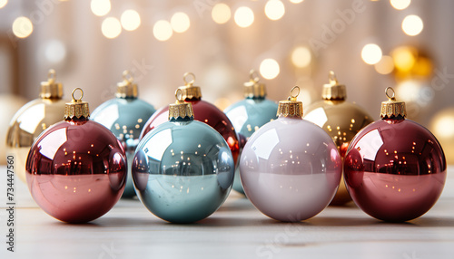 Christmas ornament glowing in vibrant colors, illuminating the winter night generated by AI