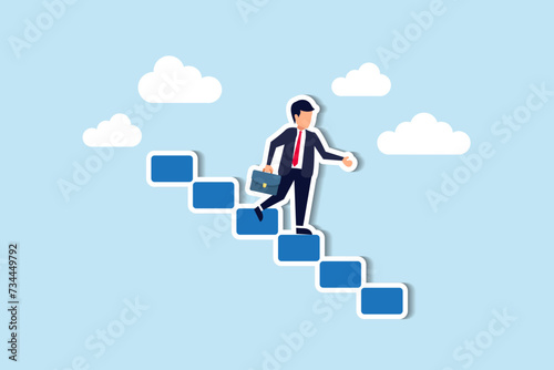 Resign as CEO, retire from career concept, success businessman stepping down the stair after achieve all goals in his life.
