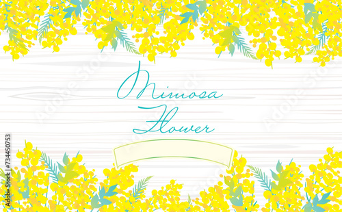 可愛い　おしゃれ　ミモザの背景イラスト