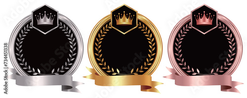 メダル　王冠　金　リボン　アイコン