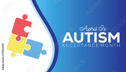 Autism Acceptance Month observed every year in April. Holiday, poster, card and background vector illustration design.