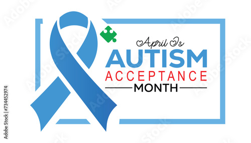 Autism Acceptance Month observed every year in April. Holiday, poster, card and background vector illustration design.