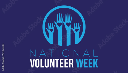 National Volunteer Week observed every year in April. Holiday  poster  card and background vector illustration design.