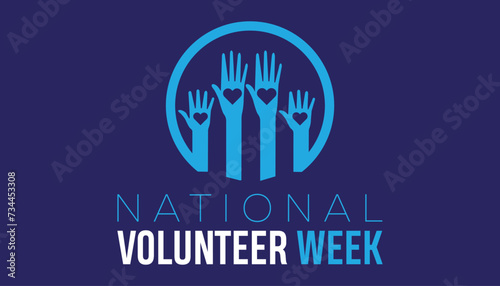 National Volunteer Week observed every year in April. Holiday, poster, card and background vector illustration design.