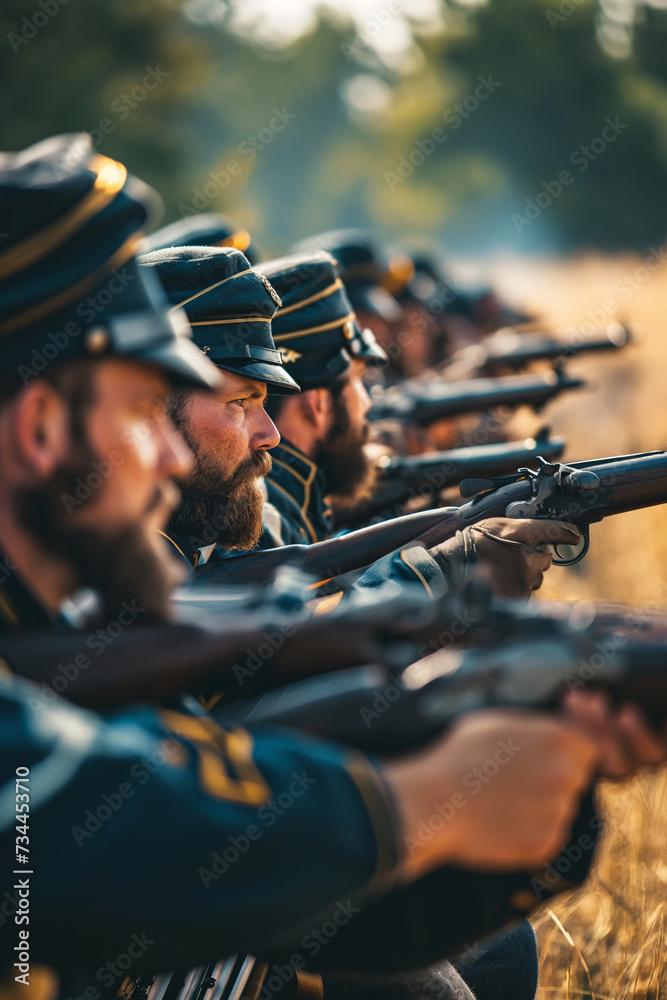 American civil war soldiers on battlefield
