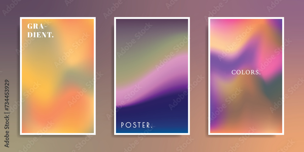 Fototapeta premium Abstract colorful fluid gradient mesh poster design. Modern blurred color blend banner. Liquid contemporary background template copy space.