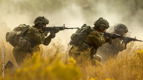 Israeli soldiers on battlefield photo