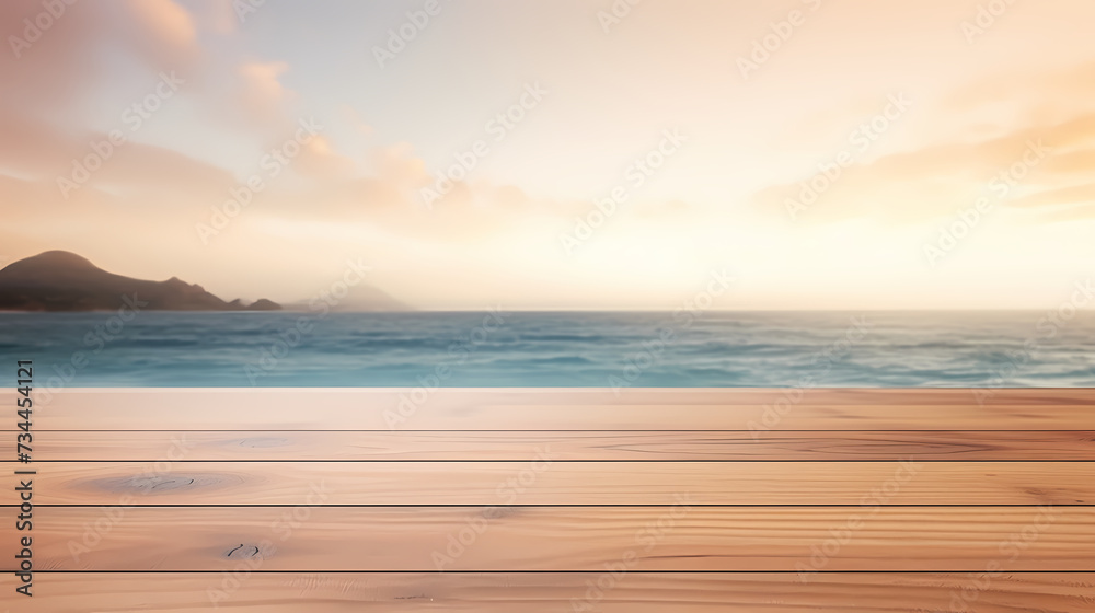 Obraz premium Empty concrete floor, 3D rendering sea view square with clear sky background