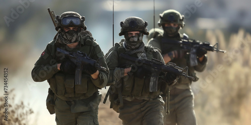 Palestinian National Security Force soldiers on battlefield