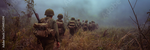 Vietnamese soldiers in Vietnam war - historical combat photography photo
