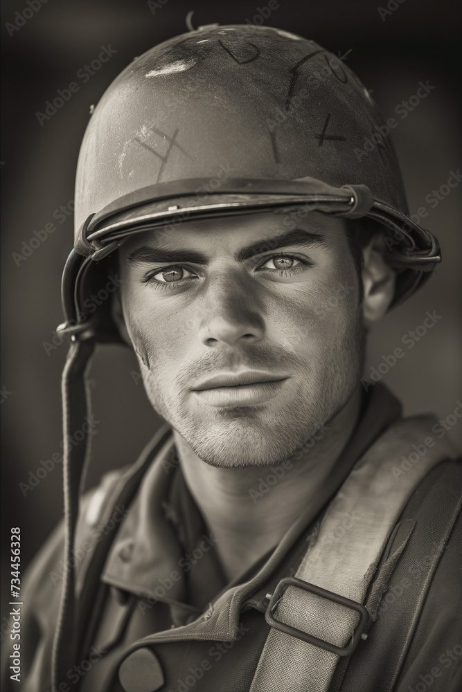 portrait of Allied soldier on world war 2 battlefield - historical combat photography portrait of Allied soldier on world war 2 battlefield - historical combat photography