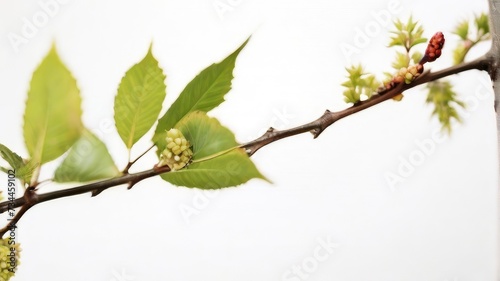 leaf with branch on white background