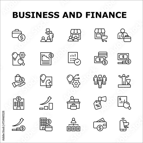 25 Vector Business And Finance Icon Set