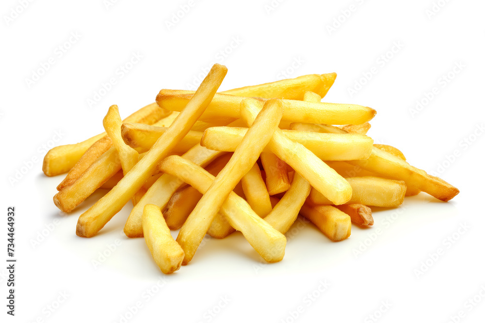 Golden Crispy French Fries Isolated on White Golden Crispy French Fries Isolated on White